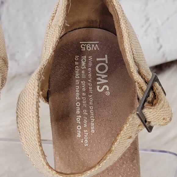 Toms Sienna Womens Cork Wedge Strappy Sandals Casual Tan Peep Toe Summer Shoe - Picture 5 of 12